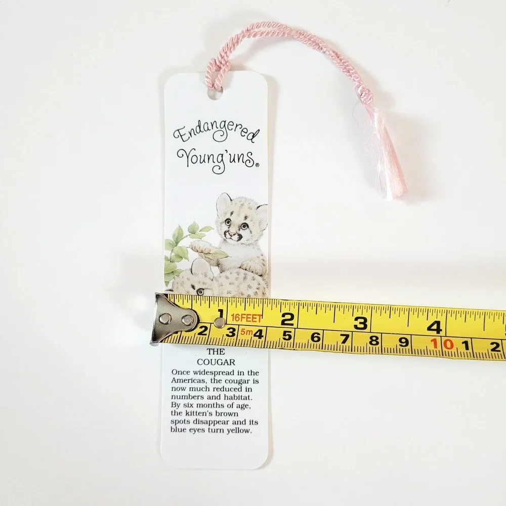 Vintage 80s Cougar Cubs Tassel Bookmark Endangered Young'uns, USA Antioch H-1449